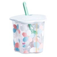 Чашка скляна 500 мл з ложкою та кришкою Блакитний HP7213BL (26078)