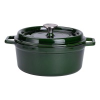Каструля чавунна емальована 3,5 л з кришкою Ø24 см Зелена HP-1-1 (76832)