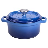 Каструля чавунна емальована 2 л з кришкою Ø20 см Синя HP-1-2BL (10565)