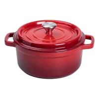 Каструля чавунна емальована 3 л з кришкою Ø24 см Червона HP-1-3R (71023)