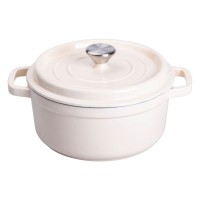 Каструля чавунна емальована 3 л з кришкою Ø24 см Бежева HP-1-3BE (21743)