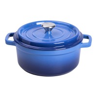 Каструля чавунна емальована 3 л з кришкою Ø24 см Синя HP-1-3BL (54264)