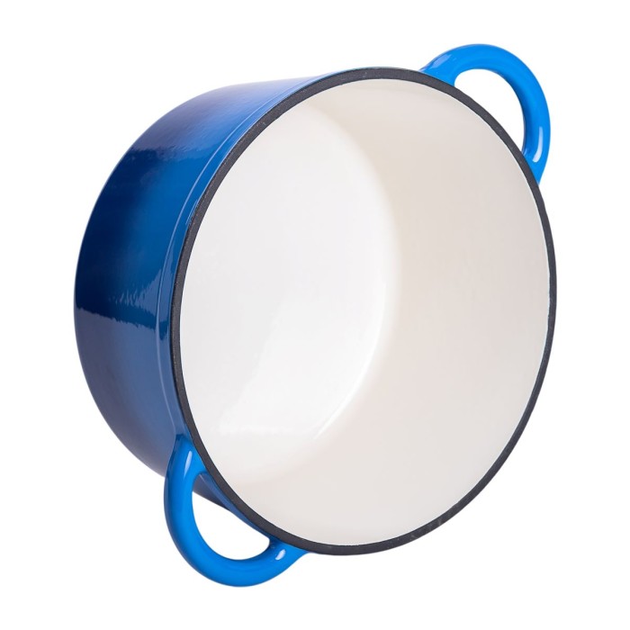 Набір чавунного посуду для приготування 3 каструлі та сковорода з емальованим покриттям Синій (40292)