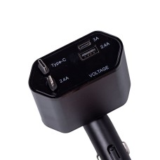 Автомобільний зарядний пристрій з висувними кабелями та портами USB-A/USB-C HP-C1 (29458)