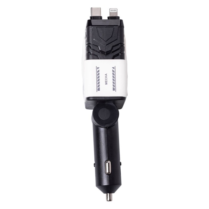Автомобільний зарядний пристрій MECHA з висувними кабелями та портами USB/Type-C Білий HP-A1W (65579)