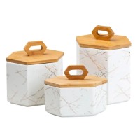 Набір банок для сипучих продуктів 3 шт 19 см *16 см* 11.5 см білий HP276 (88332)