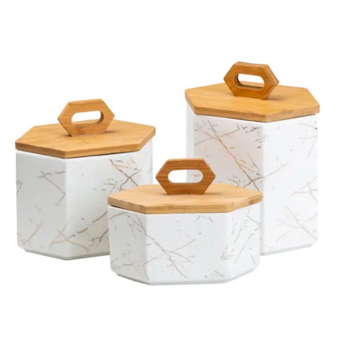 Набір банок для сипучих продуктів 3 шт 19 см *16 см* 11.5 см білий HP276 (88332)