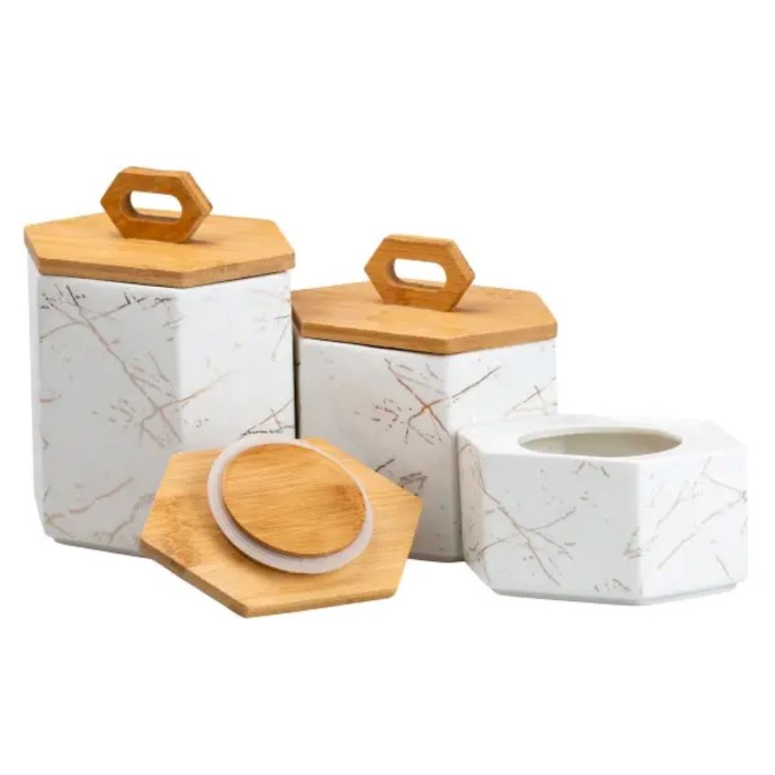 Набір банок для сипучих продуктів 3 шт 19 см *16 см* 11.5 см білий HP276 (88332)