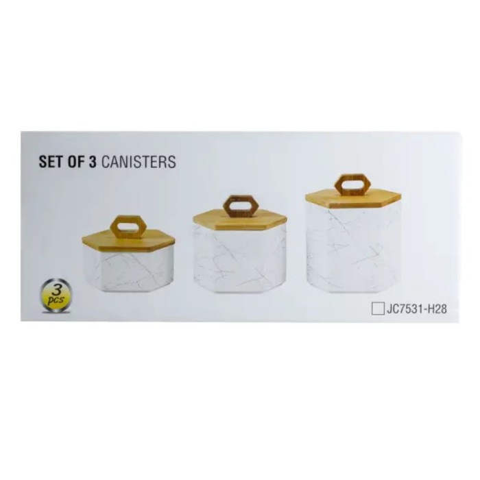Набір банок для сипучих продуктів 3 шт 19 см *16 см* 11.5 см білий HP276 (88332)