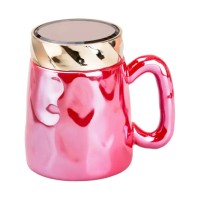 Чашка з кришкою 450 мл керамічна в дзеркальній глазурі Малинова HP7195R (67638)