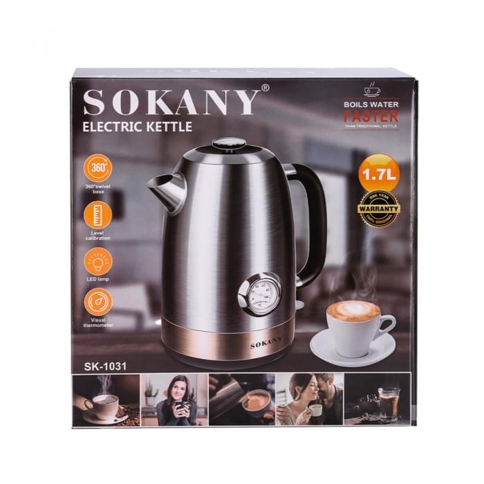 Електрочайник Sokany SK1031SS з термометром 1.7 л (81196)