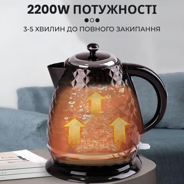 Чайник електричний Sokany SK-1032 1.7 літра 2200 Вт Чорний (56181)