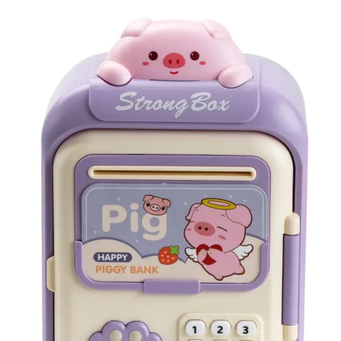 Сейф-скарбничка дитяча з купюроприймачем та кодовим замком "Pig" Фіолетовий (29750)
