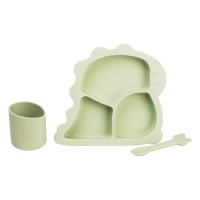Дитячий набір силіконового посуду 3 предмети зелений HP34545G (32688)