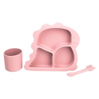 Дитячий набір силіконового посуду 3 предмети Рожевий HP34545P (58530)