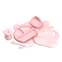 Дитячий набір силіконового посуду7 предметів Рожевий HP34546P (29683)
